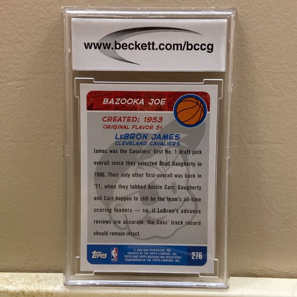 2003-04 Bazooka LeBron James Rookie Card #276 BCCG 10 Mint – Cleveland Cavaliers - Picture 2 of 2